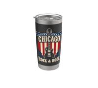 Graphique de Chicago Rock and Roll Music City Gobelet isotherme en acier inoxydable double paroi