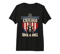 Graphique de Chicago Rock and Roll Music City T-Shirt Haut de Gamme