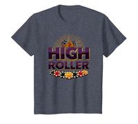 Graphique de dés et jetons de Casino High Roller T-Shirt, Enfant, Bleu Chiné, 4 Ans