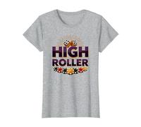 Graphique de dés et jetons de Casino High Roller T-Shirt, Femme, Gris Chiné, 3XL