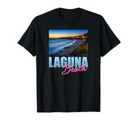 Graphique de la côte californienne de Laguna Beach au Coucher du Soleil T-Shirt