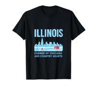Graphique de la ferme Skyline de Chicago dans l'Illinois Midwest Pride T-Shirt