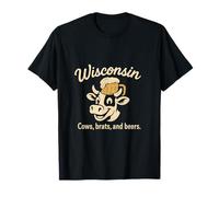 Graphique de la fierté locale de Wisconsin Cows Brats & Beers T-Shirt