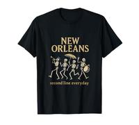 Graphique de la Nouvelle-Orléans Second Line Jazz Skeleton Parade T-Shirt