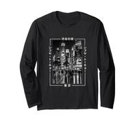 Graphique de la Ville Japonaise de Shibuya Night Tokyo Rain Crossing Manche Longue