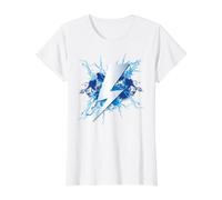 Graphique de l'éclair et Conception de Coup de Foudre Bleu T-Shirt Graphique avec Valeur, Femme, Blanc, XL