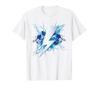 Graphique de l'éclair et Conception de Coup de Foudre Bleu T-Shirt Graphique avec Valeur, Homme, Blanc, S