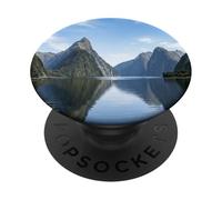 Graphique de Paysage pittoresque du lac Fjord Mountain Reflection PopSockets PopGrip Adhésif