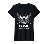 Graphique de Pentecôte chrétienne de Saint-Esprit T-Shirt Graphique avec Valeur, Femme, Noir, L