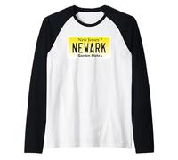 Graphique de Plaque d'immatriculation Newark NJ New Jersey Brick City Manche Raglan
