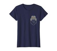 Graphique De Poche Chat Scottish Fold Animal T-Shirt, Femme, Bleu Marine, M