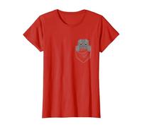 Graphique De Poche Chat Scottish Fold Animal T-Shirt, Femme, Rouge, M