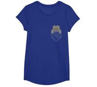 Graphique De Poche Chat Scottish Fold Animal T-Shirt, Fille, Bleu Royal, M