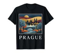 Graphique de Prague République tchèque Skyline River T-Shirt