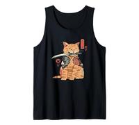 Graphique de Tatouage Japonais Samurai Ninja Cat Kawaii Débardeur