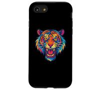 Graphique de Tigre Rugissant coloré pour garçons, Enfants Animaux de fête Coque pour iPhone SE (2020) / 7/8