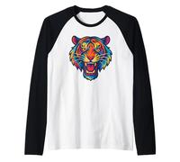 Graphique de Tigre Rugissant coloré pour garçons, Enfants Animaux de fête Manche Raglan