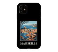 Graphique de Voyage rétro côtier de Marseille, France Coque pour iPhone 11