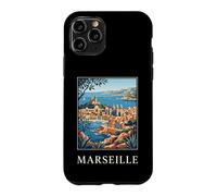 Graphique de Voyage rétro côtier de Marseille, France Coque pour iPhone 11 Pro