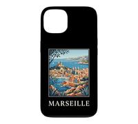 Graphique de Voyage rétro côtier de Marseille, France Coque pour iPhone 13