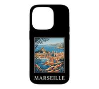 Graphique de Voyage rétro côtier de Marseille, France Coque pour iPhone 14 Pro