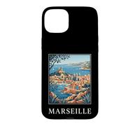 Graphique de Voyage rétro côtier de Marseille, France Coque pour iPhone 15 Plus