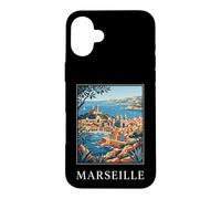 Graphique de Voyage rétro côtier de Marseille, France Coque pour iPhone 16 Plus