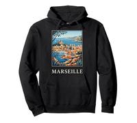 Graphique de Voyage rétro côtier de Marseille, France Sweat à Capuche
