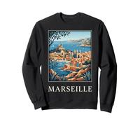 Graphique de Voyage rétro côtier de Marseille, France Sweatshirt