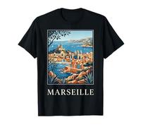 Graphique de Voyage rétro côtier de Marseille, France T-Shirt