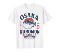 Graphique de Voyage rétro Fugu Fish, marché Japonais de Kuromon d'Osaka T-Shirt Graphique avec Valeur