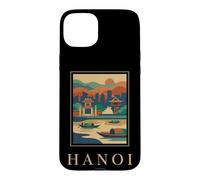 Graphique de Voyage rétro Hanoi Vietnam River City Coque pour iPhone 15 Plus