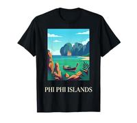 Graphique de Voyage sur la Plage Tropicale des îles Phi Phi Thaïlande T-Shirt