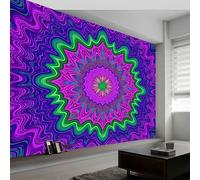Graphique Dégradé Floral Vintage Papier Peints Panoramique 400 x 280 CM (L x H) Poster Mural Intissé 3D Muraux Pour Salon Chambre D'Enfant Décoration, Violet clair