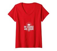 Graphique d'El Jefes, Responsable et Responsable du Leadership T-Shirt avec Col en V, Femme, Rouge, XXL
