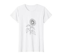 Graphique d'été botanique Tournesol T-Shirt Graphique avec Valeur, Femme, Blanc, XL