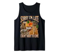 Graphique drôle de Capybara Meme Bootleg Y2K Sorry I'm Late Débardeur