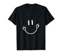 Graphique drôle de doigt d'honneur avec visage souriant sarcastique T-Shirt