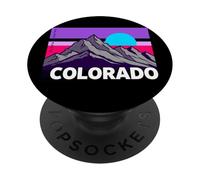 Graphique du Coucher de Soleil sur Le Mont Colorado PopSockets PopGrip Adhésif