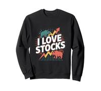 Graphique du marché de l'ours Bull Bear I Love Stocks Sweatshirt
