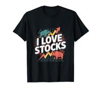 Graphique du marché de l'ours Bull Bear I Love Stocks T-Shirt Graphique avec Valeur