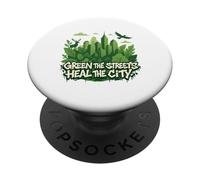 Graphique écologique de la nature de la ville - Green the Streets PopSockets PopGrip Adhésif