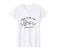Graphique élégant avec Inscription « Abide in The Vine Leaf » T-Shirt Graphique avec Valeur, Femme, Blanc, S