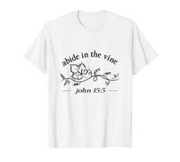 Graphique élégant avec Inscription « Abide in The Vine Leaf » T-Shirt Graphique avec Valeur, Homme, Blanc, L