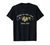 Graphique élégant avec Inscription botanique « Abide in The Vine » T-Shirt Graphique avec Valeur, Homme, Noir, L