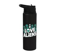 Graphique extraterrestre mignon I Love Aliens Stainless Steel Insulated Water Bottle