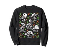 Graphique fossile Effrayant d'halloween Squelette Dinosaure Kawaii Sweatshirt
