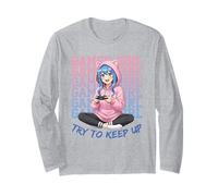 Graphique Gamer Girl essaie de Garder la Confiance dans Les Jeux animés Manche Longue