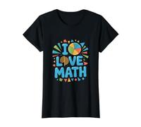 Graphique géométrique coloré « I Love Math » T-Shirt Graphique avec Valeur, Femme, Noir, M