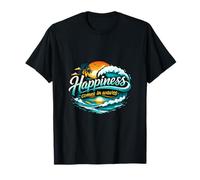 Graphique Happiness Comes in Waves Ocean Script T-Shirt